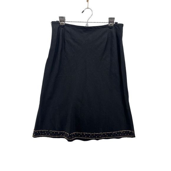 Willi Smith Linen Skirt Size 8 Medium Bohemian Beaded Midi Length Unlined Breath - Picture 2 of 13